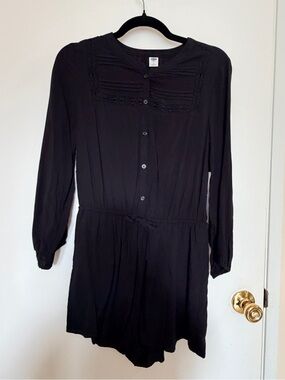 Old Navy Black Long-Sleeve Button Romper